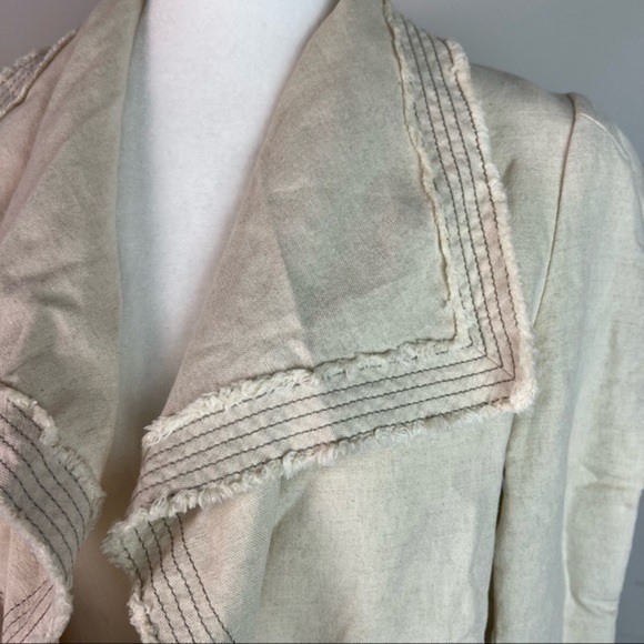 Lafayette 148 tan open front draped neck linen blend womens size small jacket - Picture 3 of 8